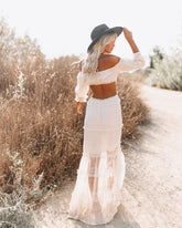 Robe longue à épaules dénudées et découpes superposées Porsha